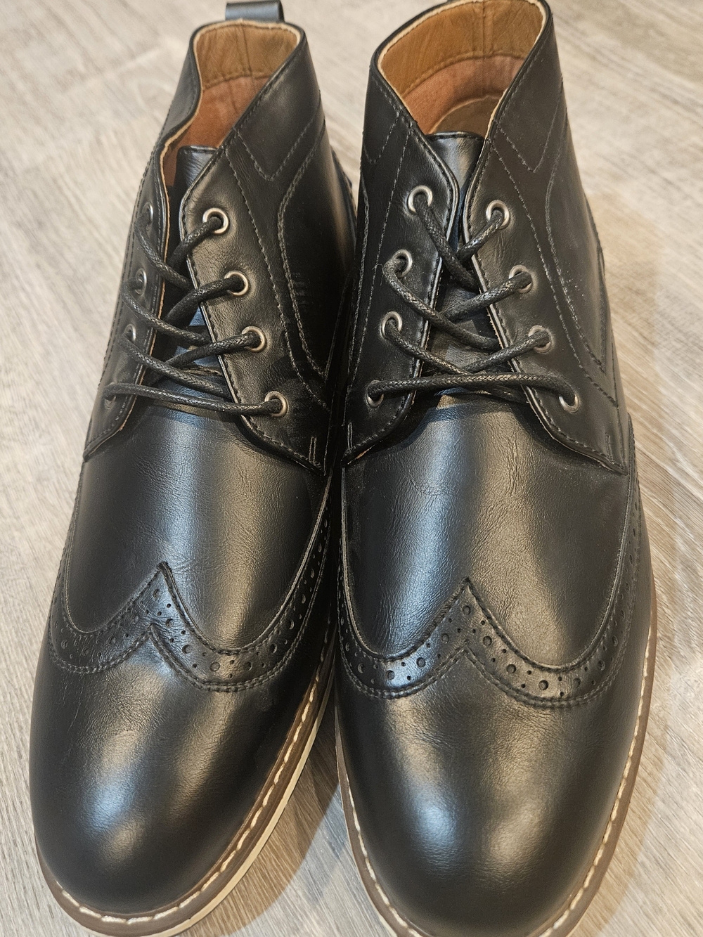 Men's Black Leather Wingtip Boots (New With Tags- Never Worn!)